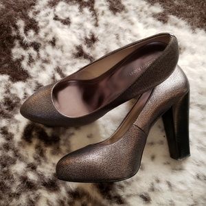 Calvin Klein silver and black platform heels